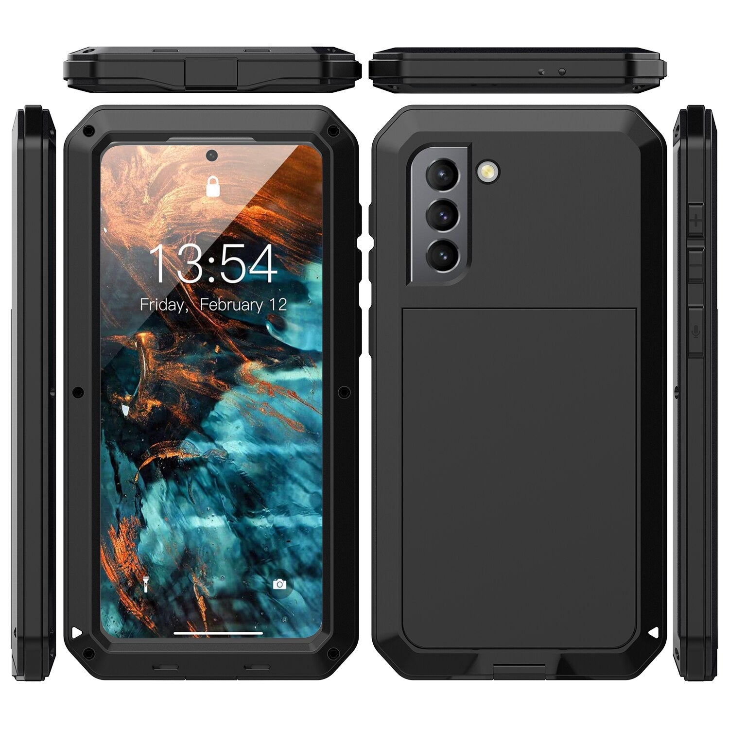 Armor Tank Aluminum Metal Shockproof Military Heavy Duty Phone Cases For Samsung Galaxy S21/S21 Plus Case Waterproof Cover - 380230 for Galaxy S21 / Black / United States Find Epic Store