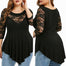 Large Size Sexy O-Neck Long Sleeve Hollow Lace T-Shirt - 200000791 Find Epic Store
