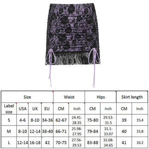 Drawstring Mesh Goth Y2k Double Layer Lace Up Mini Skirt - 349 Find Epic Store