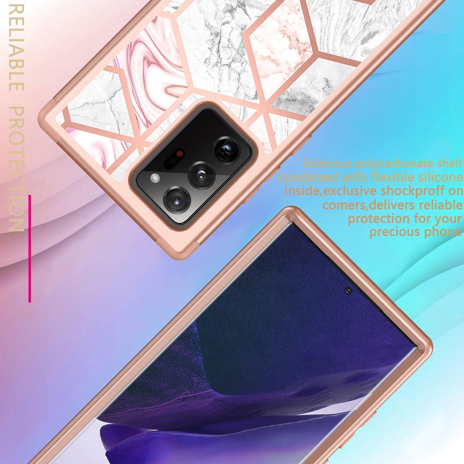 For Samsung Galaxy Note 20 Ultra 5G Note 10 Case, Cute Marble Airbag Series Dual Layer Rugged Bumper Heavy Duty Protective Cover - 380230 Find Epic Store