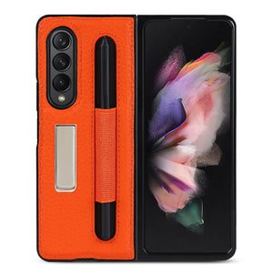Genuine Leather for Galaxy Z Fold 3 5G W22 Case With S Pen Protective Cover For Samsung Galaxy Z Fold3 Case with Phone holder - 0 for Galaxy Z Fold 3 / Orange / China Find Epic Store