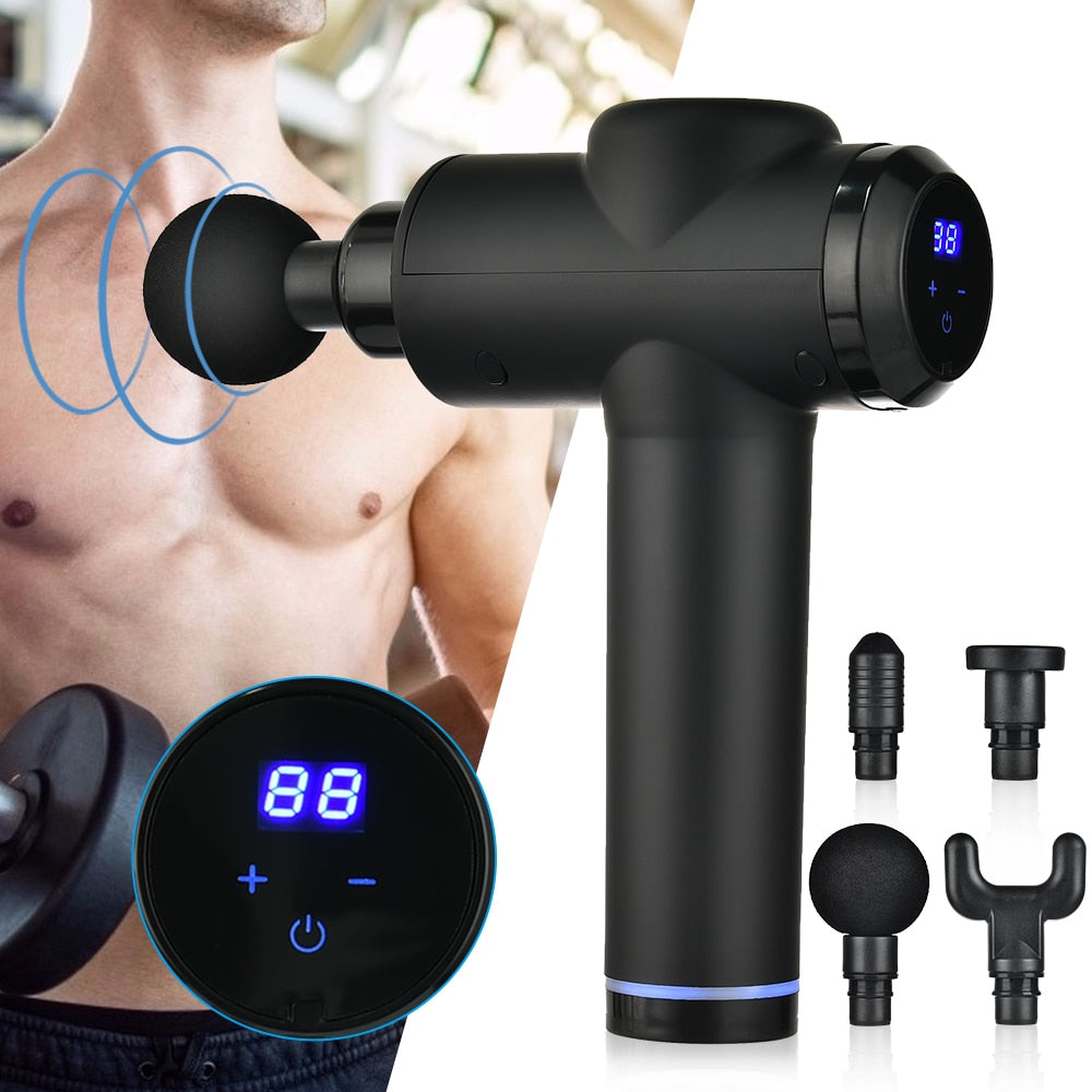 LCD Display Electric Massage Gun Powerful Tissue Muscle Massage Gun Relieve Muscle Pain Rechargeable Cordless Muscle Massager - 201307601 Find Epic Store