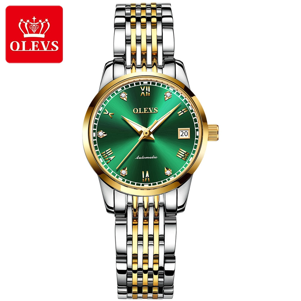 OLEVS Luxury Bracelet Wristwatch - 200363143 gold green / United States Find Epic Store