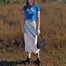 Tie Dye Print Aesthetic Frill Long Mid-calf Straight High Waist Skirt - 349 Find Epic Store