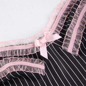 Striped Lace Trim Gothic Y2k Mini Dress - 200000347 Find Epic Store