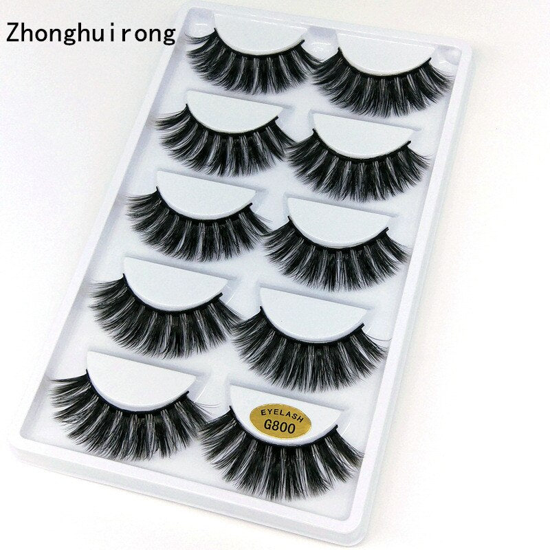 New 5 Pairs of 3D Natural Long Lasting Thick Eyelash Extension - 200001197 Find Epic Store