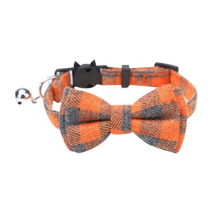 Plaid Grid Cat Collar With Bell Fashion Adjustable Pet Collar With Bow Tie Cat Head Supplies Cotton Striped Bowknot Necklace - 200003709 O / M / United States Find Epic Store