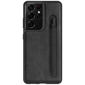Stylus S-Pen Socket Pen Slot Case For Samsung Galaxy S21 Ultra 5G Nillkin Aoge Leather Back Cover With Pocket Holder ForS21Ultra - 380230 For Galaxy S21 Ultra / Black / United States Find Epic Store