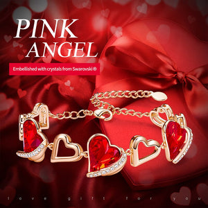 Rose Gold Color Charm Link Chain Bracelets with Fashion Heart Shaped Crystal - 200000147 Find Epic Store