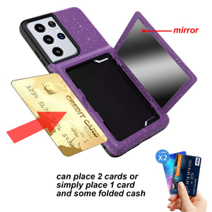 Card Slot Wallet Make Up Mirror Back Cover Flip Case for Samsung Galaxy S21 Ultra Plus Wallet Card Hidden Credit Card Cover S21+ - 380230 Find Epic Store