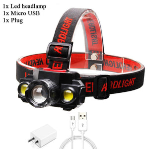 ZK20 Portable T6 COB Headlamps 4 Modes 18650 Head Flashlight USB Rechargeable Handband Lights Zoomable Mini Fishing Headlights - 39050301 Option B / No Battery / United States Find Epic Store