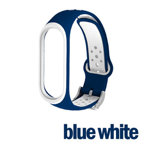 Bracelet for Xiaomi Mi Band 5 4 3 Sport Band Watch Band Soft Silicone Waterproof Rubber Strap for Xiaomi Miband 5 Band4 3 NFC - 200000127 United States / blue white / For Miband 4 or 3 Find Epic Store