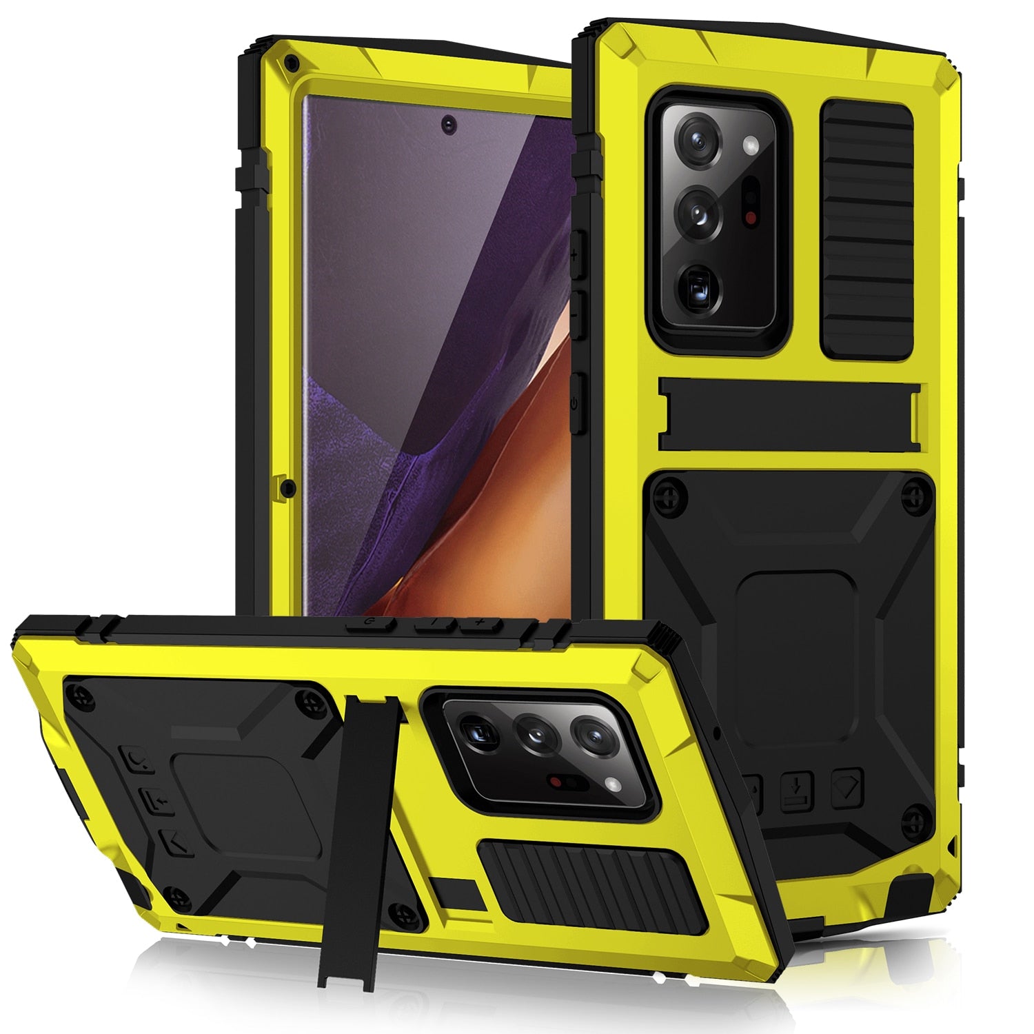 With Bracket+Full Protective For Samsung S21 Plus Ultra Samsung Note 20 Ultra Case Kickstand Dual Layer Protective Shockproof - 380230 For Note 20 / Yellow phone case / United States Find Epic Store