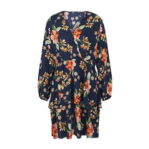 4XL Floral Ruffle Dress - 200000347 Navy Blue / XL / United States Find Epic Store