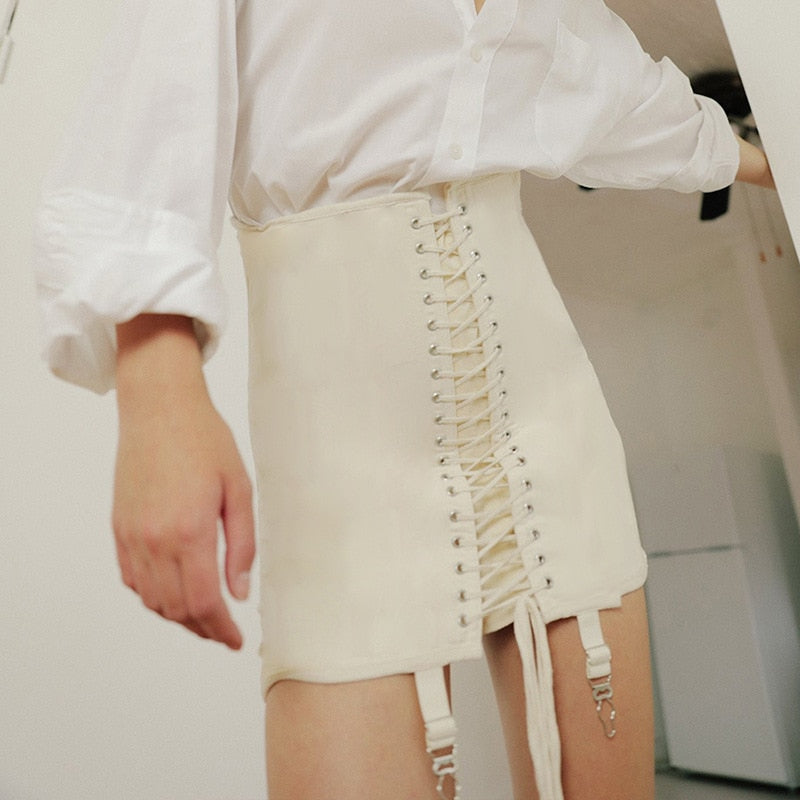 Bandage Hole High Waist Short Hip Skirt - 349 Find Epic Store