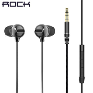 ROCK 3.5mm Immersive Headset In Ear Obsidian Stereo Earphone for iPhone ipad Samsung of Luxury Earbuds With Mic Wired Earphone - 63705 Find Epic Store