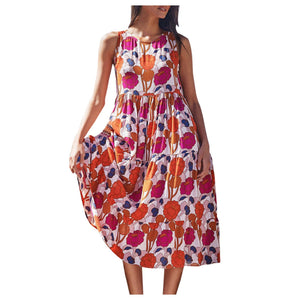 Flower Tie Bohemian Style Dress - 200000347 Find Epic Store