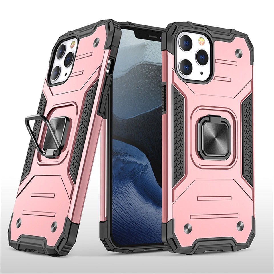 Cases For iPhone 12 Pro Max Shell Kickstand Silicone Shockproof Magnetic Car Holder Wireless Charging Phone Case For iPhone 12 - 380230 For iPhone 12 Mini / Pink / United States Find Epic Store