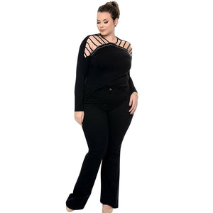 6XL Plus Size Women Off Shoulder Long Sleeve Velvet T-shirts - 200000791 Find Epic Store