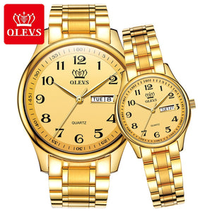 OLEVS Lovers Couple Luxury Quartz Wrist Watches - 200362143 gold watch / United States Find Epic Store