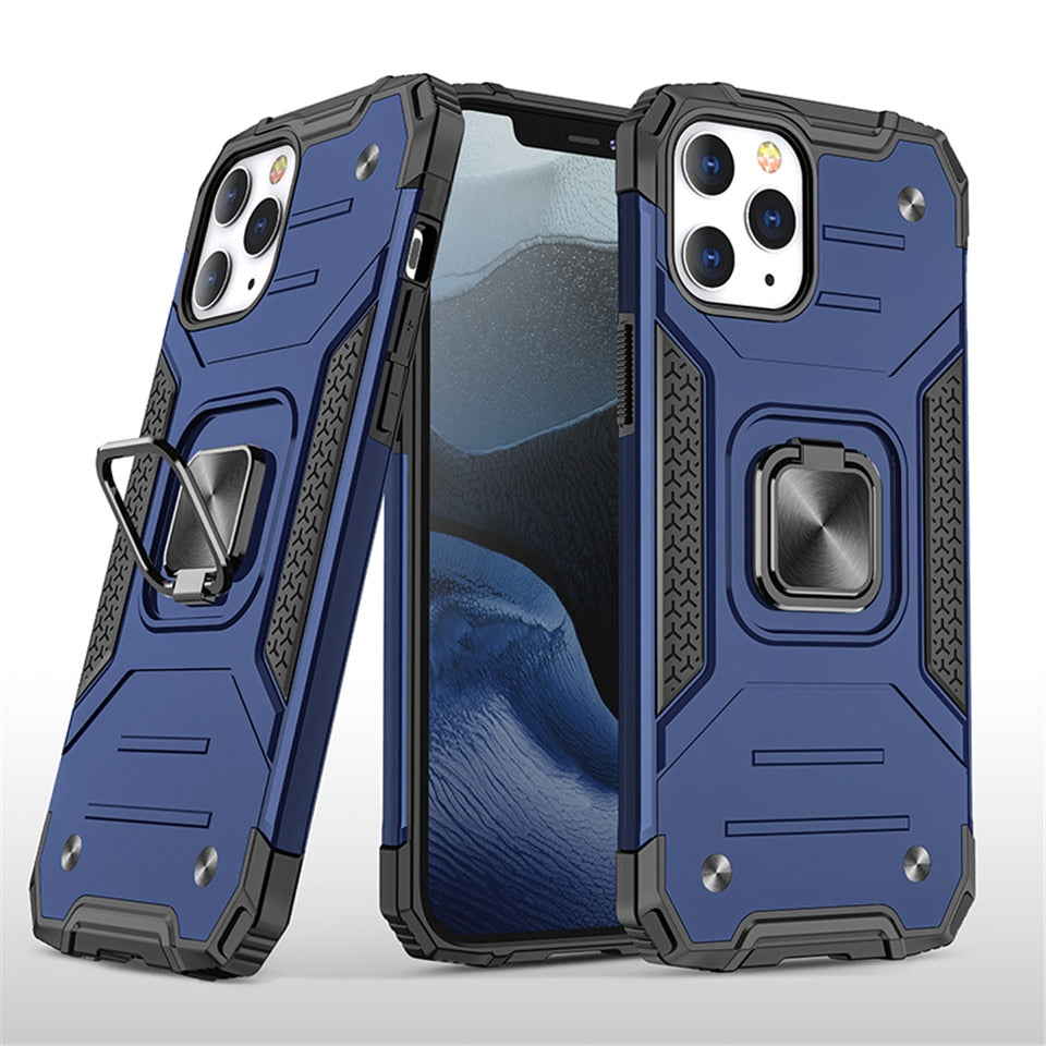 Cases For iPhone 12 Pro Max Shell Kickstand Silicone Shockproof Magnetic Car Holder Wireless Charging Phone Case For iPhone 12 - 380230 For iPhone 12 Mini / Blue / United States Find Epic Store