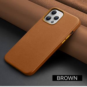 Real Leather Magnetic Case for iPhone 12 Pro Max 12 mini Luxury Phone Cover for iPhone 12 Pro Support Wireless Charging Case - 380230 For iPhone 12 Mini / Brown / United States|with retail box Find Epic Store