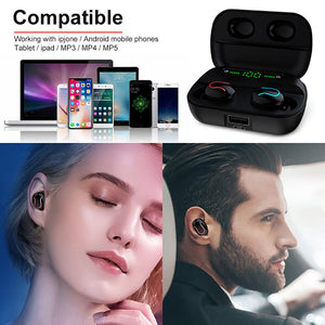 Classic Bluetooth 5.0 Wireless Earphones LED Display Waterproof IPX5 Noise Cancelling Bluetooth Earbud with 4000mAh Charging Box - 63705 Find Epic Store