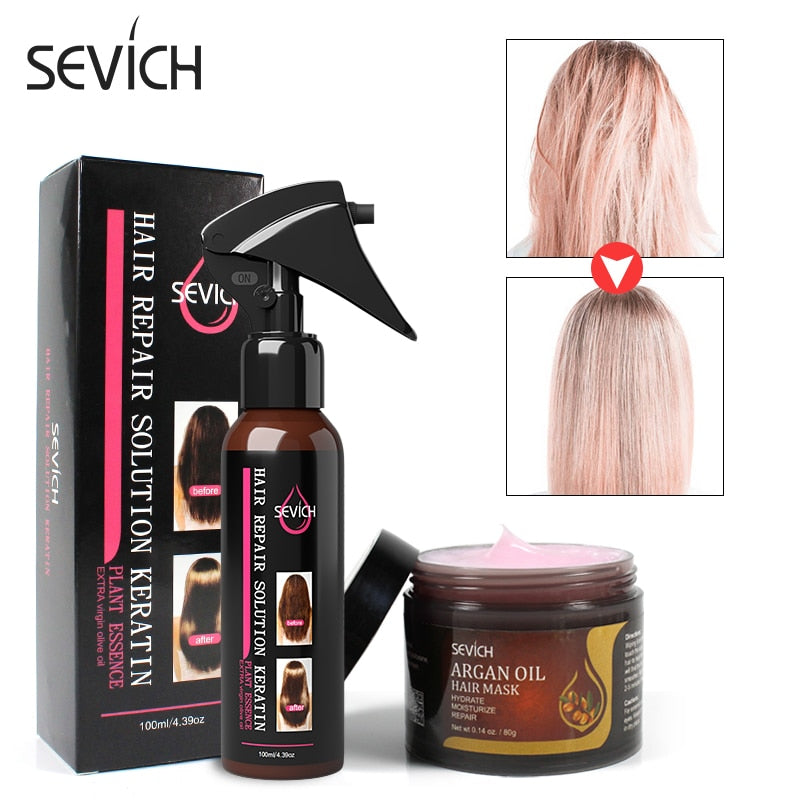 Sevich Hair Treatment Set 80g Argan Oil Moisturize Hair Mask Repair Damage Hair Root 100ml Hair Repair Spray Restore Soft Hair - 200001171 Find Epic Store