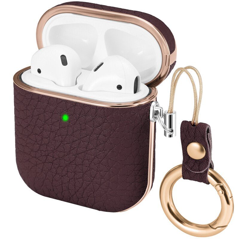 For AirPods 1/2 Apple AirPod Earphone Cases Business Accessories Cute luxury leather Protector Cover lychee for AirPods 2 1 Case - 200001619 United States / Wine red Find Epic Store