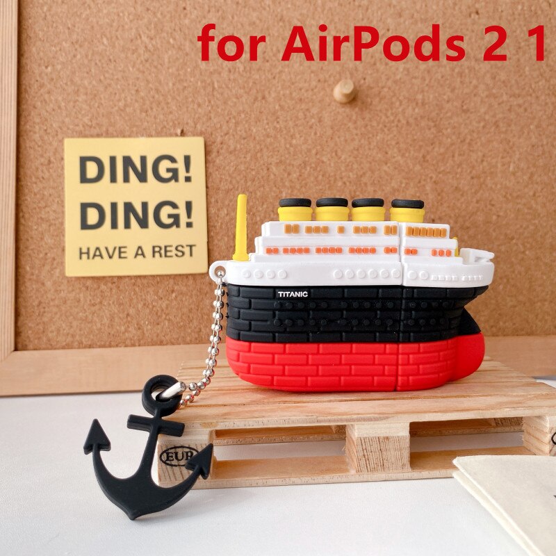 Silicone Cruise ship for airpods pro 2 1 Cute protector Cover suitable bluetooth earphone Cases creative for airpods Pro Case - 200001619 United States / for airpods 2 1 case Find Epic Store