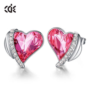 Red Heart Crystal Earrings Angel Wings - 200000171 Pink / United States Find Epic Store