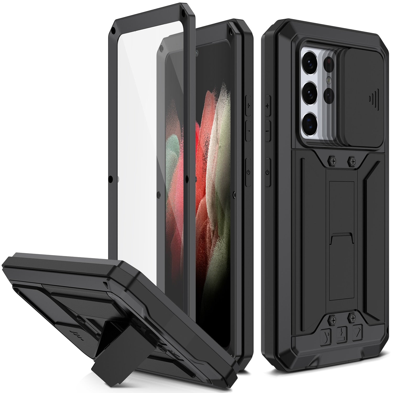 For Samsung Galaxy S21 Ultra 5G Case, Military Grade Full-Body Rugged with Built-in Kickstand Slide Camera Protective Cover Case - 380230 Find Epic Store
