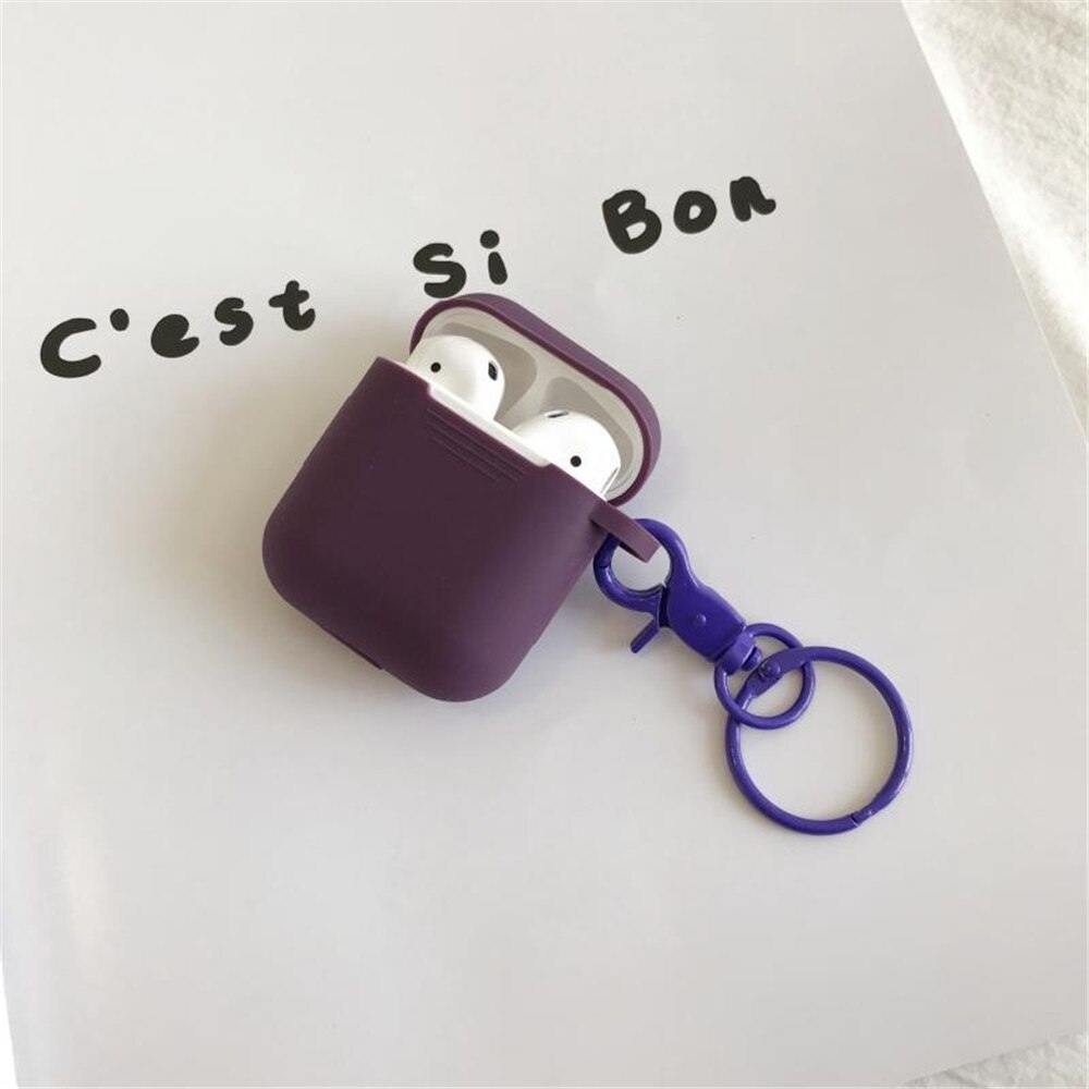 Silicone for Airpods Cases Cover Luxury Cute Airpods2 Earphone Protector Air Pods Accessories with Keychain for Airpods 2 1 Case - 200001619 United States / Dark purple Find Epic Store