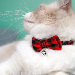 Plaid Grid Cat Collar With Bell Fashion Adjustable Pet Collar With Bow Tie Cat Head Supplies Cotton Striped Bowknot Necklace - 200003709 Find Epic Store