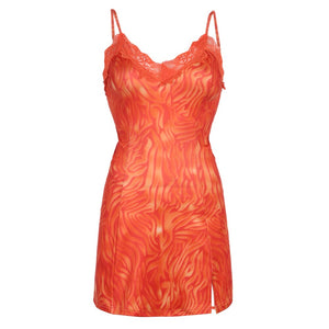 Patchwork Lace Edge Y2k Dress - 200000347 Orange / M / United States Find Epic Store
