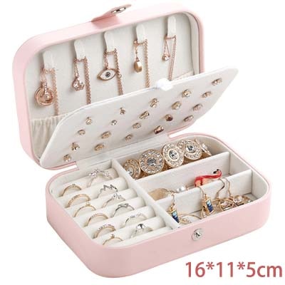 2021 New PU Leather Jewelry Storage Box Portable Double-Layer Packaging Box European-Style Multi-Function Winter Gift - 200001479 United States / Pink 01 Find Epic Store