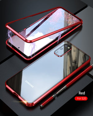 Case for Samsung Galaxy S20 Note 20 Ultra S20 Plus Case, Luxury Magnetic Adsorption Back Tempered Glass Built-in Magnet Metal Bumper - S20 / Red / United States Find Epic Store