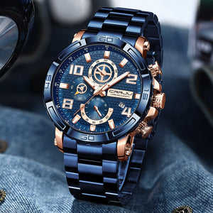 Big Dial Stainless Steel Watches Date Waterproof Chronograph Wristwatches, Stainless steel Steel Band Waterproof Watch - 0 Find Epic Store