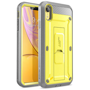 For iPhone XR Case 6.1 inch UB Pro Full-Body Rugged Holster Phone Case Cover with Built-in Screen Protector & Kickstand - 380230 PC + TPU / Yellow / United States Find Epic Store