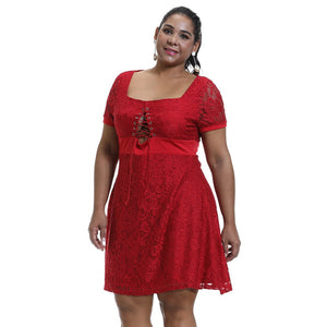 6XL Plus Size Elegant Lace Sleeve Dress - 200000347 Find Epic Store