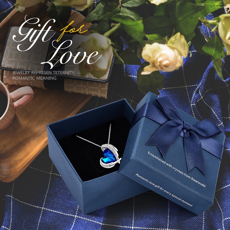 Charming Heart Pendant with Crystal Silver Color - 100007321 Blue in box / United States Find Epic Store