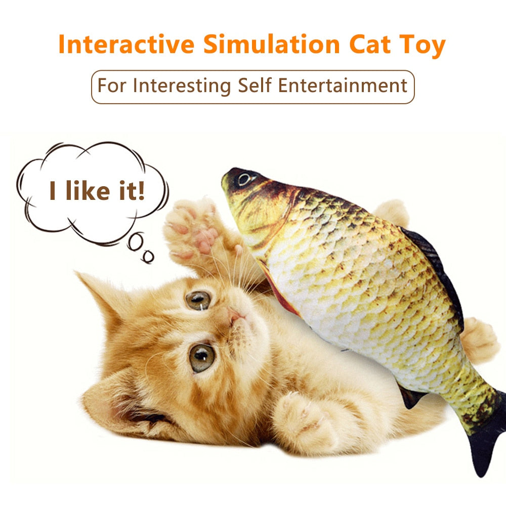 30CM Pet Cat Toy USB Electric Wagging Simulation Fish Toys for Cats Chewing Playing Biting Catnip Stuffed Interactive Plush Toy - 200003701 Find Epic Store