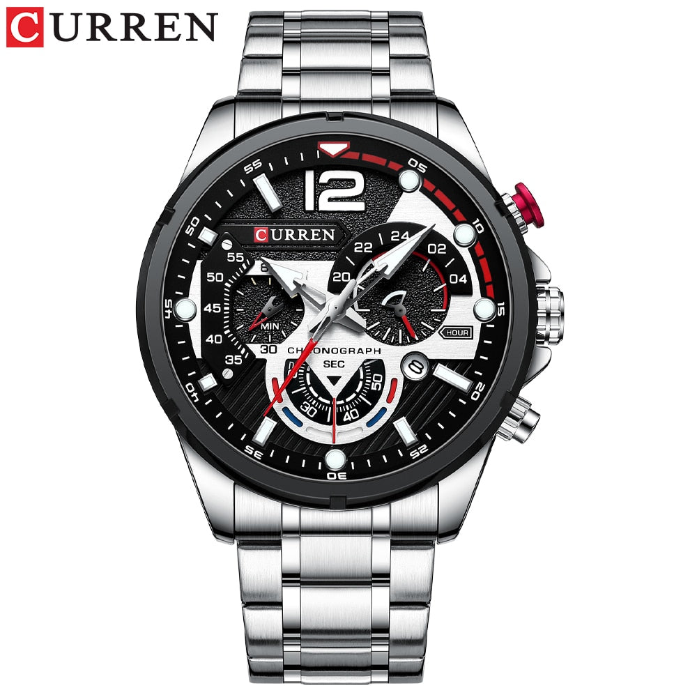 New Green Men's Watches Top Brand Luxury Stainless Steel Quartz Watch Men Sport Date Male Clock Waterproof Wristwatch - 0 Silver black Find Epic Store