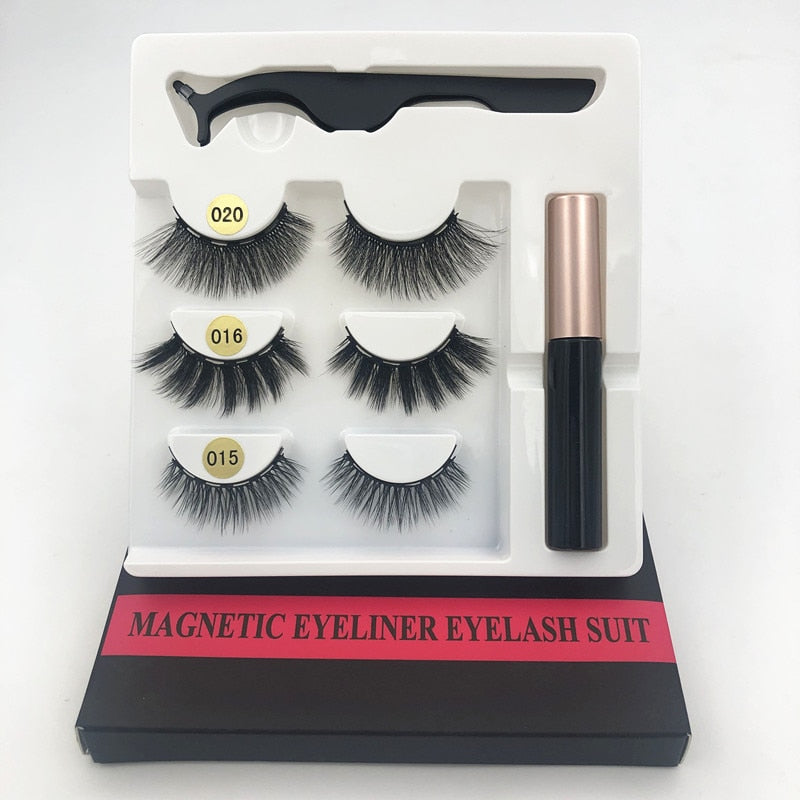 3 Pairs of Magnetic Eyelashes, Waterproof Magnetic Eyeliner and Tweezers, Magnetic False Eyelashes - 200001197 Find Epic Store