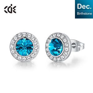 Fashionable Luxury Red Color Crystal Round Shape Stud Earrings - 200000171 Sky Blue / United States Find Epic Store