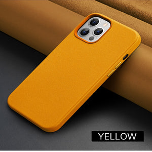 Real Leather Magnetic Case for iPhone 12 Pro Max 12 mini Luxury Phone Cover for iPhone 12 Pro Support Wireless Charging Case - 380230 For iPhone 12 Mini / Yellow / United States|with retail box Find Epic Store