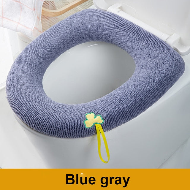 Winter Warm Toilet Seat Cover Closestool Mat 1Pcs Washable Bathroom Accessories Knitting Pure Color Soft O-shape Pad Bidet Cover - 0 Find Epic Store