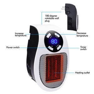 Portable Electric Heater 500W Safe Quiet Ceramic Fan Heater Plug In Air Warmer Wall-mounted Led Heater 220V Stove Radiator Warm - 0 Find Epic Store