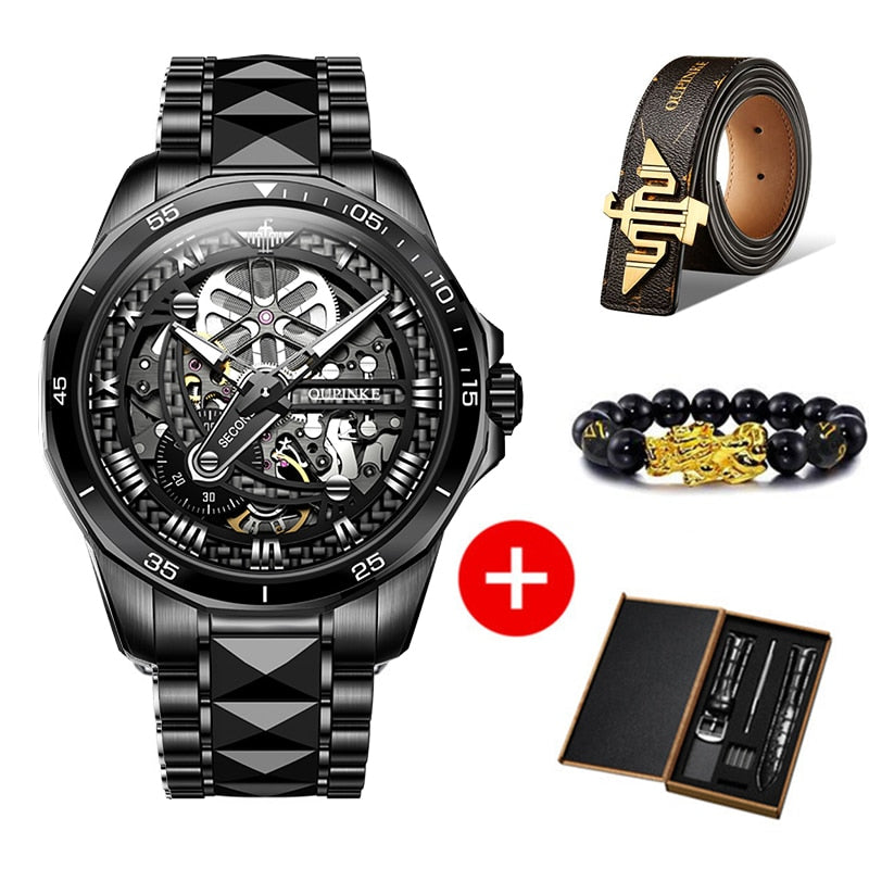 OUPINKE Mechanical Sapphire Glass Automatic Luxury Wristwatch - 200033142 full black / United States Find Epic Store