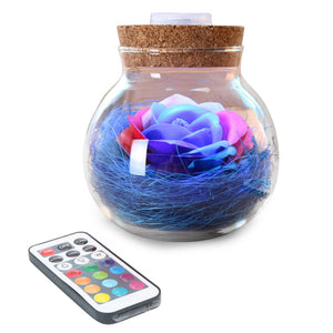 Colorful Rose Soap Wishing Bottle Eternal Flower Birthday Gift Packaging Box Home Décor LED Lamp Luminous Christmas Gift Valentines Gift Love You Gift - 0 Deep Blue / United States Find Epic Store